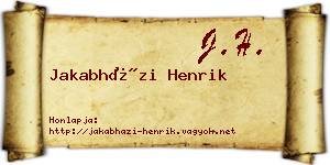 Jakabházi Henrik névjegykártya