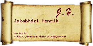 Jakabházi Henrik névjegykártya